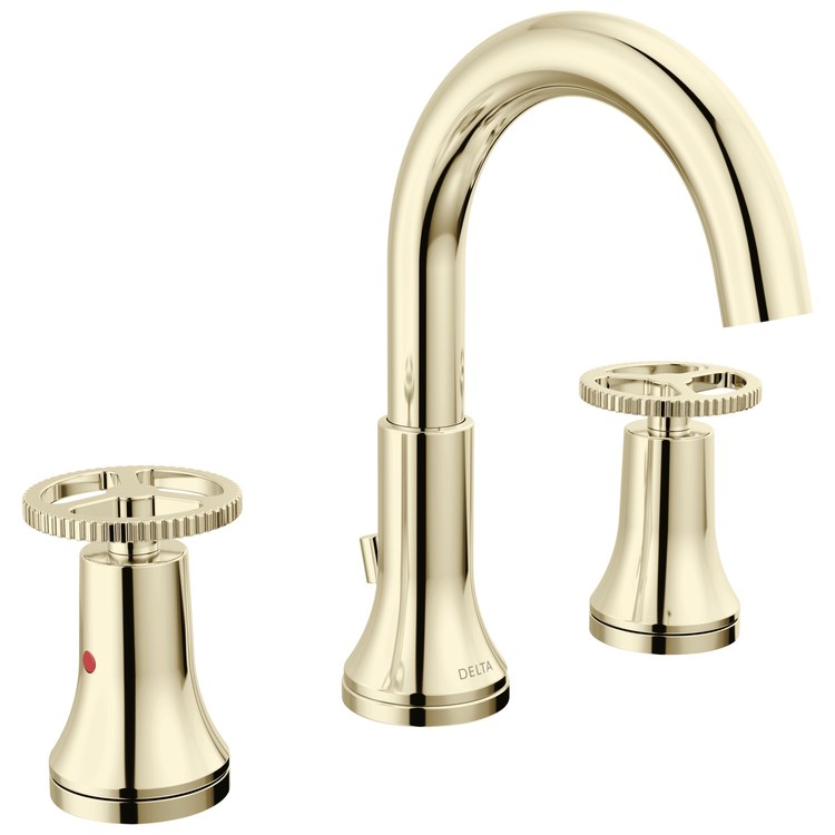 Lavatory Faucet Trinsic Widespread 4 to 16 Inch Spread 2 Wheel WaterSense/CALGreen Polished Nickel 1.2 Gallons per Minute Deck Metal Pop-Up 3 Hole