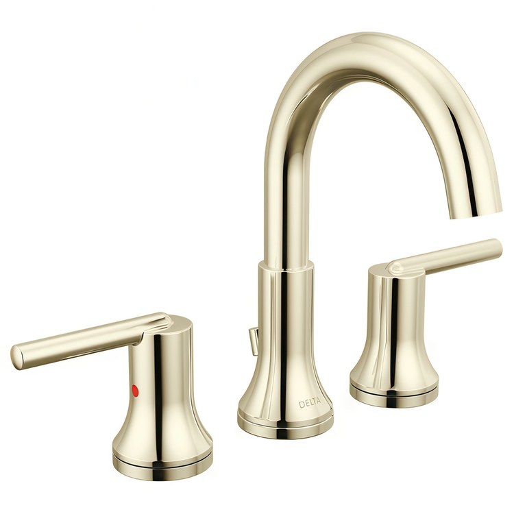 Lavatory Faucet Trinsic Widespread 4 to 16 Inch Spread 2 Lever ADA WaterSense/CALGreen Polished Nickel 1.2 Gallons per Minute Deck Rigid Metal Pop-Up 3 Hole