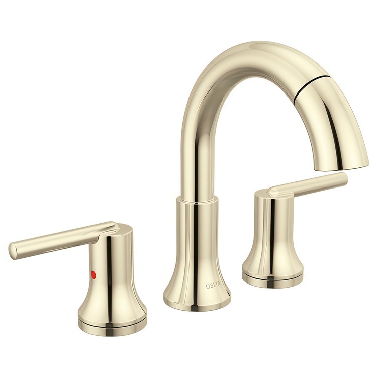Lavatory Faucet Trinsic Widespread 4 to 16 Inch Spread 2 Lever ADA WaterSense/CALGreen Polished Nickel 1.2 Gallons per Minute Deck Arc Metal Pop-Up 3 Hole MagnaTite Docking