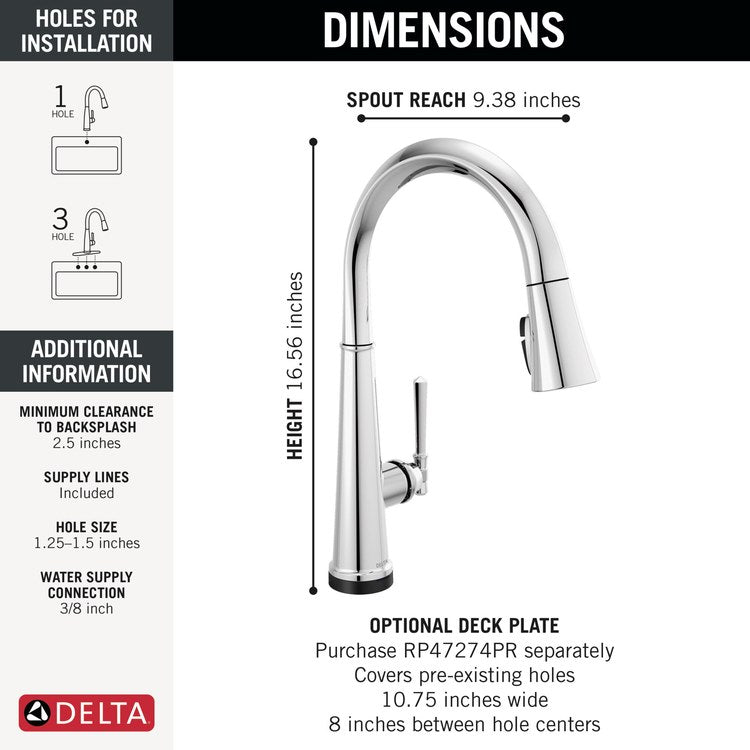 Kitchen Faucet Emmeline Touchless 1 Lever ADA Lumicoat Chrome Pull Down 2 Function High Arc 360 DEG Swivel 1/3 Hole Touch2O/MagnaTite/ShieldSpray 1.8 Gallons per Minute - Image 3