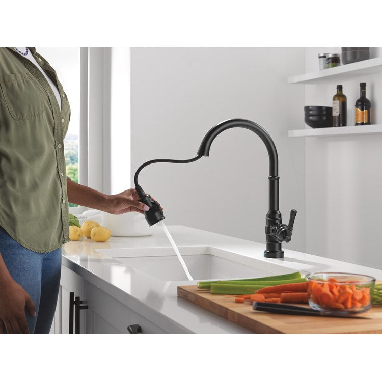 Kitchen Faucet Broderick Touchless 1 Lever ADA Matte Black 3 Function Pull Down Gooseneck 360 DEG Swivel 1/3 Hole Deck MagnaTite/VoiceIQ/TempSense/ShieldSpray 1.8 Gallons per Minute - Image 3