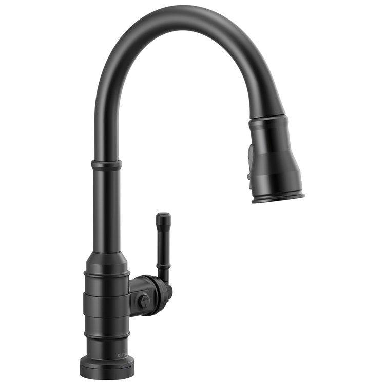 Kitchen Faucet Broderick Touchless 1 Lever ADA Matte Black 3 Function Pull Down Gooseneck 360 DEG Swivel 1/3 Hole Deck MagnaTite/VoiceIQ/TempSense/ShieldSpray 1.8 Gallons per Minute - Image 1