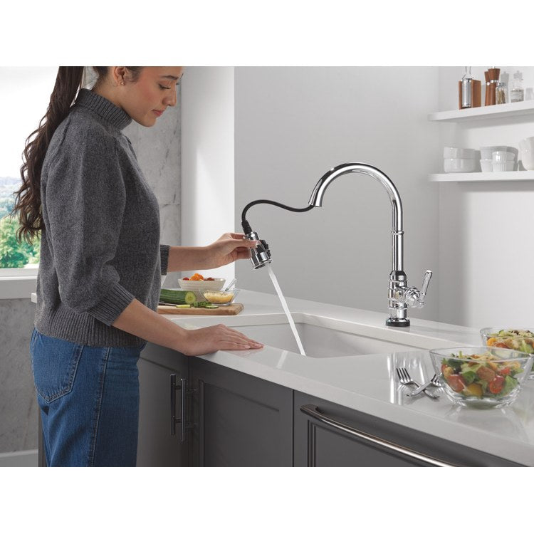 Kitchen Faucet Broderick Touchless 1 Lever ADA Chrome 3 Function Pull Down Gooseneck 360 DEG Swivel 1/3 Hole Deck MagnaTite/VoiceIQ/TempSense/ShieldSpray 1.8 Gallons per Minute - Image 3