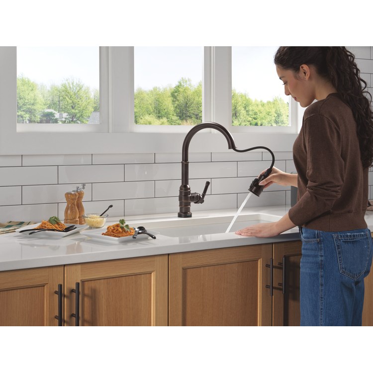 Kitchen Faucet Broderick Touchless 1 Lever ADA Venetian Bronze 3 Function Pull Down Gooseneck 360 DEG Swivel 1/3 Hole Deck MagnaTite/VoiceIQ/TempSense/ShieldSpray 1.8 Gallons per Minute - Image 3