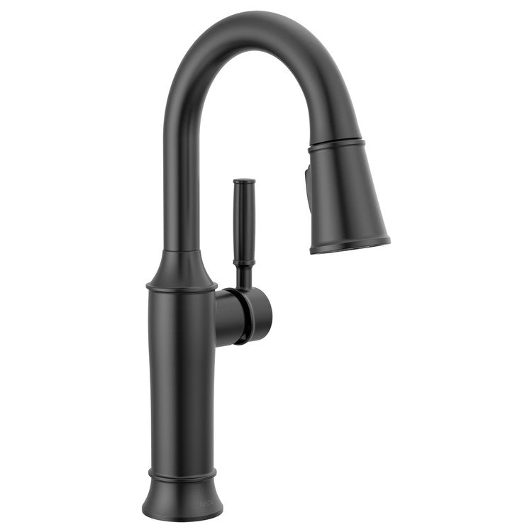 Bar Faucet Renaldi Prep 1 Lever ADA CALGreen Matte Black MagnaTite Docking Pull Down 2 Function High Arc 360 DEG Swivel 1.8 Gallons per Minute - Image 1