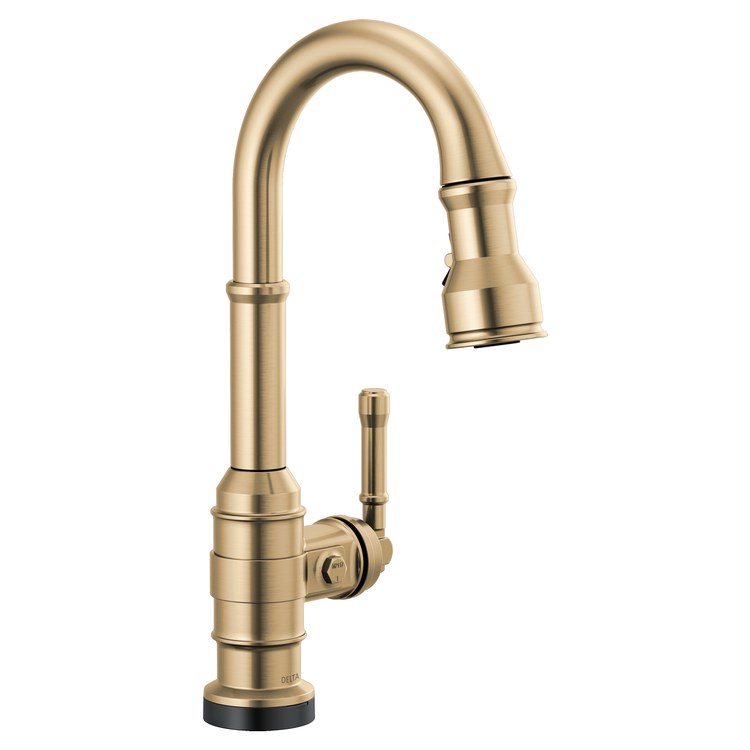 Bar Faucet Broderick 1 Lever ADA CALGreen Champagne Bronze Touch2O with Touchless/MagnaTite Docking/VoiceIQ Compatible Pull Down 2 Function High Arc 360 DEG Swivel 1.8 Gallons per Minute - Image 1
