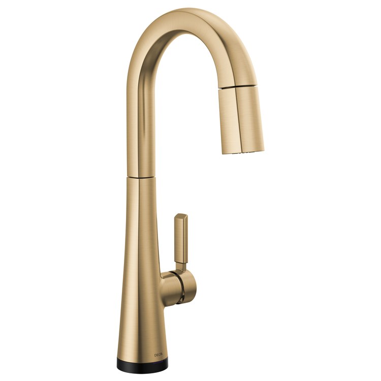 Bar Faucet Monrovia Prep 1 Lever ADA CALGreen Lumicoat Champagne Bronze Touch2O with Touchless/MagnaTite Docking/VoiceIQ Compatible Pull Down 2 Function High Arc 360 DEG Swivel 1.8 Gallons per Minute - Image 1