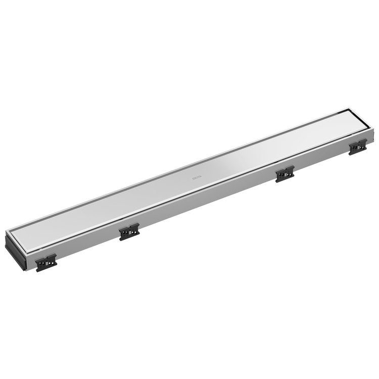Linear Drain Trim Reversible with Dual Grate Installation 24 Inch Chrome Stainless Steel for Rough-In DR73240 - Image 1
