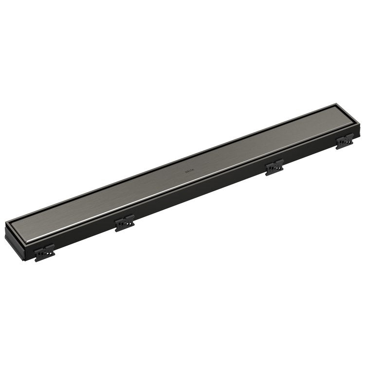 Linear Drain Trim Reversible with Dual Grate Installation 24 Inch Black Stainless Stainless Steel for Rough-In DR73240 - Image 1