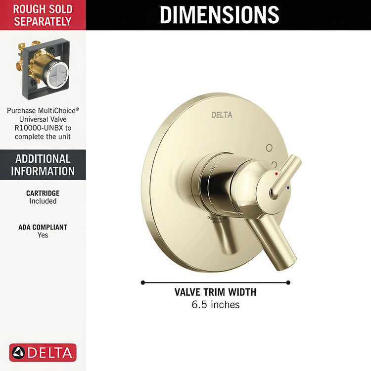 Valve Trim Trinsic Monitor 17 with Volume and Temperature Control 2 Lever Polished Nickel ADA for MultiChoice Universal Rough-In Valve R10000 Series - Image 3