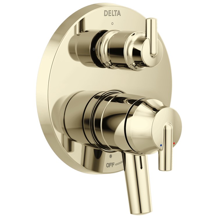Valve Trim Monitor 17 Contemporary with 3 Function Diverter and Volume Control 3 Lever Polished Nickel ADA for MultiChoice Universal Rough Valve Body R22000 Series - Image 1