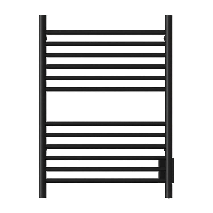 Towel Warmer Cape 12 Round Bars Hardwire 511 BTU 23 x 32 Inch Matte Black 304 Stainless Steel - Image 1