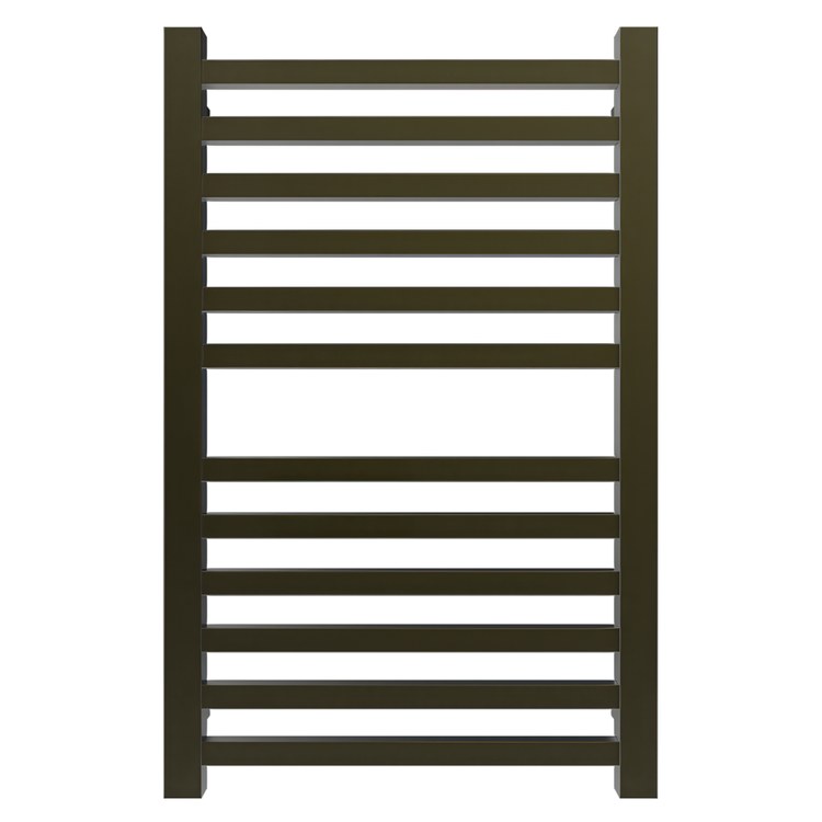 Towel Warmer Quadro 12 Square Bar Hardwire 580 BTU 21 x 32 Inch Brushed Bronze 304 Stainless Steel - Image 1