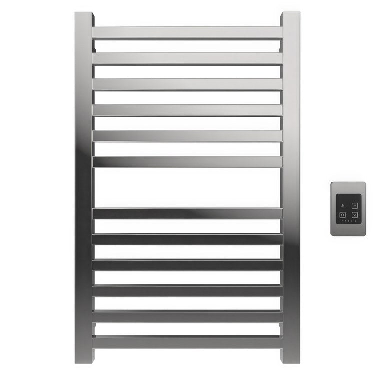Towel Warmer Quadro 12 Square Bar Hardwire 580 BTU 21 x 32 Inch Polished Stainless 304 Stainless Steel - Image 1