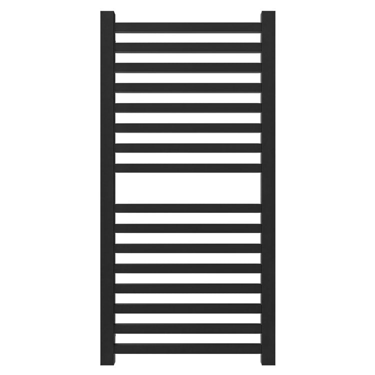Towel Warmer Quadro 16 Square Bar Hardwire 751 BTU 21 x 42 Inch Matte Black 304 Stainless Steel - Image 1