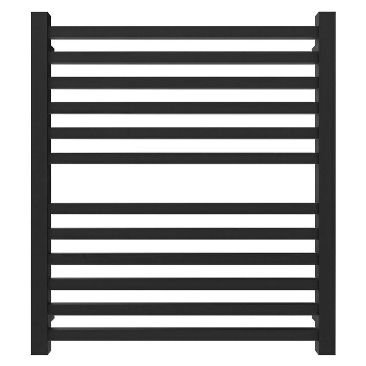 Towel Warmer Quadro 12 Square Bar Hardwire 751 BTU 29 x 32 Inch Matte Black 304 Stainless Steel - Image 1