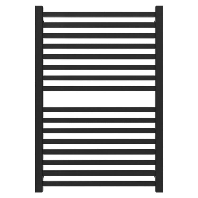 Towel Warmer Quadro 16 Square Bar Hardwire 989 BTU 29 x 42 Inch Matte Black 304 Stainless Steel - Image 1