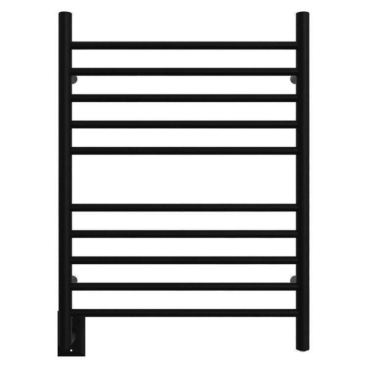 Towel Warmer Radiant 10 Bar Left Straight Hardwire/Plug-In 512 BTU 24 x 32 Inch Matte Black 304 Stainless Steel - Image 1