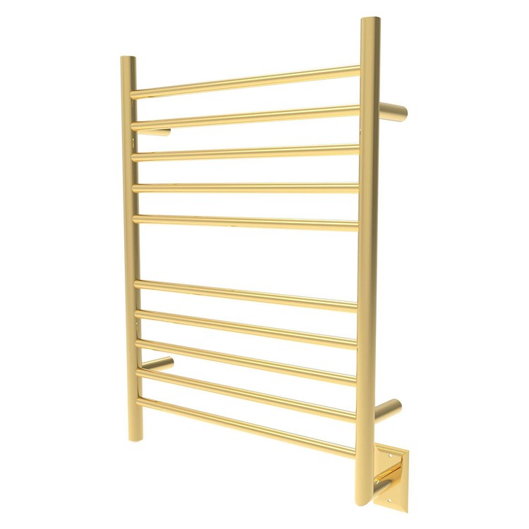 Towel Warmer Radiant 10 Bar Straight Hardwire/Plug-In 512 BTU 24 x 32 Inch Polished Gold 304 Stainless Steel - Image 1