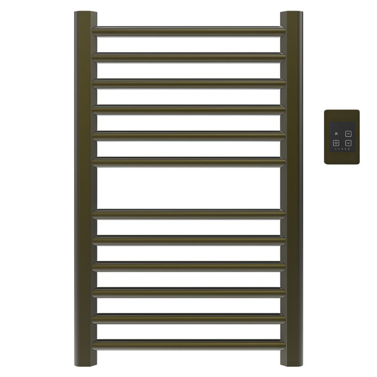Towel Warmer Sirio 12 Bar Hardwire 580 BTU 21 x 32 Inch Brushed Bronze 304 Stainless Steel - Image 1