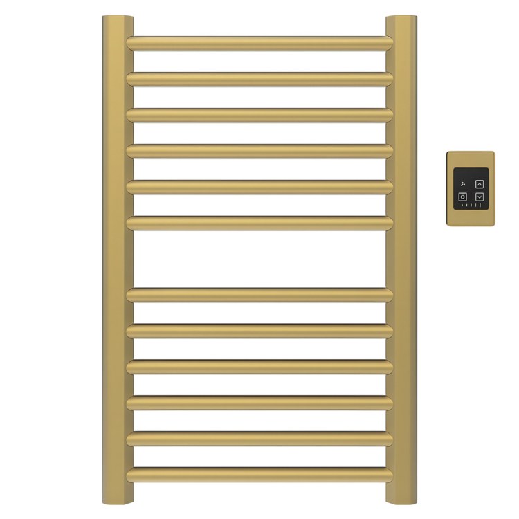Towel Warmer Sirio 12 Bar Hardwire 580 BTU 21 x 32 Inch Satin Brass 304 Stainless Steel - Image 1