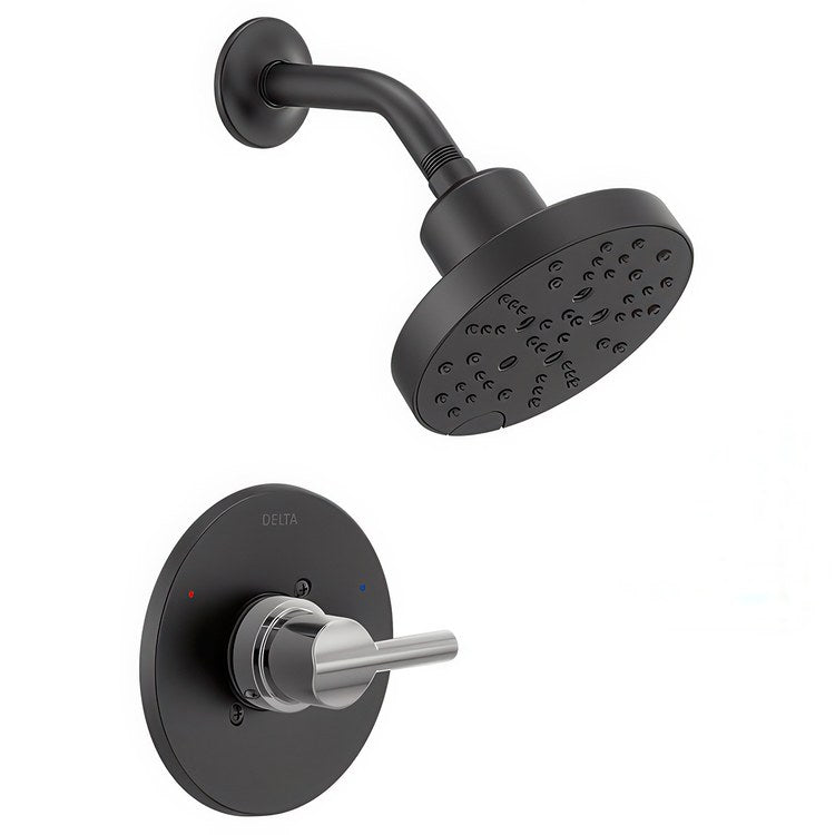 Shower Trim Nicoli Monitor 14 H2Okinetic 1 Lever Matte Black/Chrome WaterSense ADA 1.75 Gallons per Minute 5 Function - Image 1