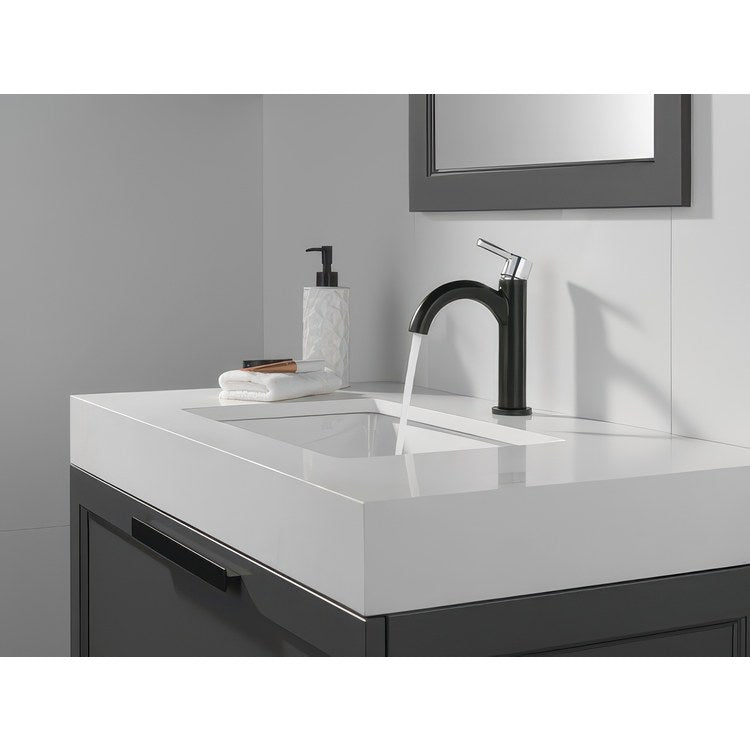 Lavatory Faucet Nicoli 1 Lever ADA WaterSense Matte Black/Chrome 1.2 Gallons per Minute Deck Mount Fixed Pop-Up 1 Hole - Image 2