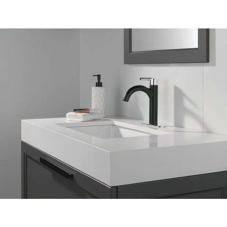 Lavatory Faucet Nicoli 1 Lever ADA WaterSense Matte Black/Chrome 1.2 Gallons per Minute Deck Mount Fixed Pop-Up 1 Hole - Image 3