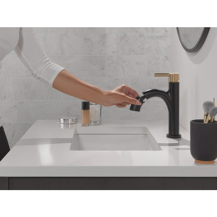 Lavatory Faucet Nicoli 1 Lever ADA WaterSense Matte Black/Champagne Bronze 1.2 Gallons per Minute Deck Arc Pop-Up 1 Hole - Image 2