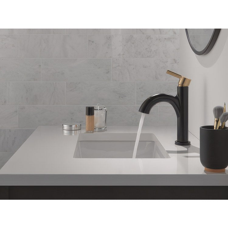 Lavatory Faucet Nicoli 1 Lever ADA WaterSense Matte Black/Champagne Bronze 1.2 Gallons per Minute Deck Arc Pop-Up 1 Hole - Image 3