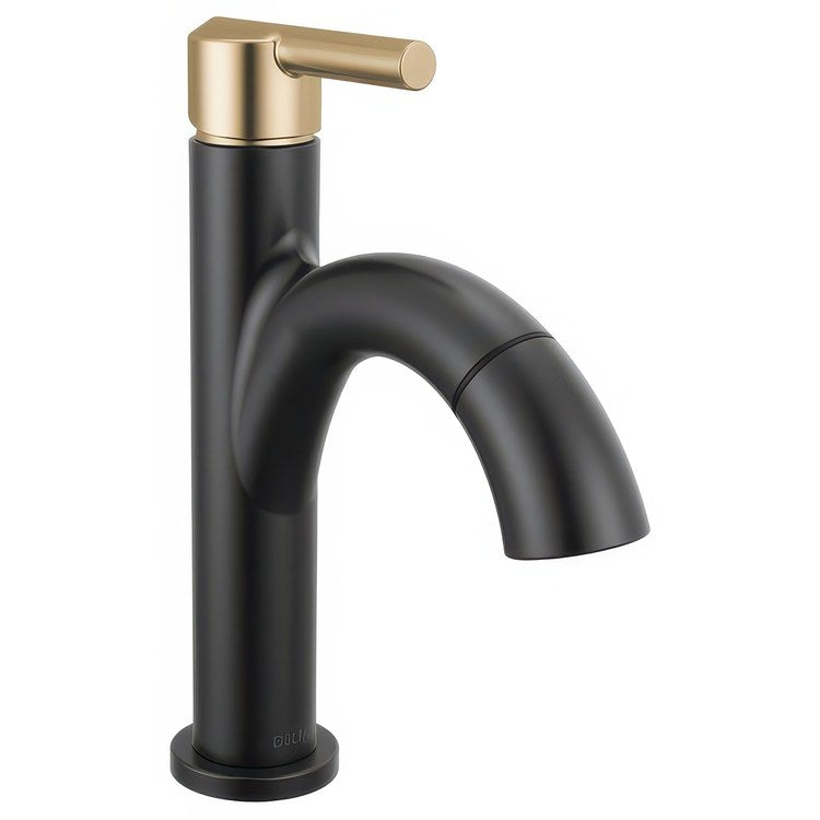 Lavatory Faucet Nicoli 1 Lever ADA WaterSense Matte Black/Champagne Bronze 1.2 Gallons per Minute Deck Arc Pop-Up 1 Hole - Image 1