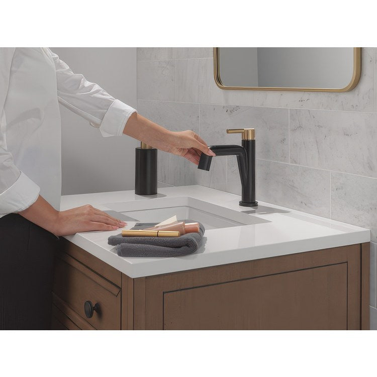 Lavatory Faucet Nicoli 1 Lever ADA WaterSense Matte Black/Champagne Bronze 1.2 Gallons per Minute Deck Rigid Pop-Up 1 Hole - Image 2