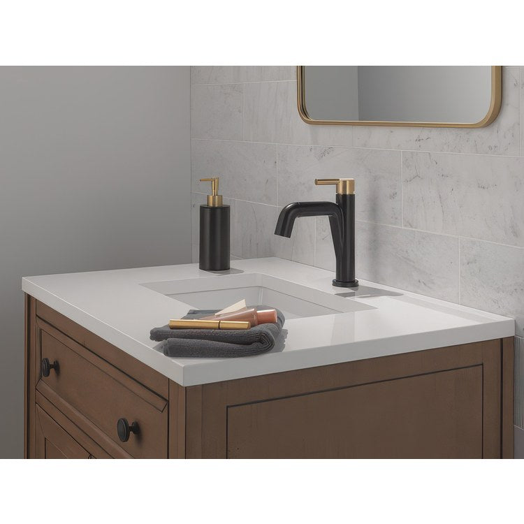 Lavatory Faucet Nicoli 1 Lever ADA WaterSense Matte Black/Champagne Bronze 1.2 Gallons per Minute Deck Rigid Pop-Up 1 Hole - Image 3