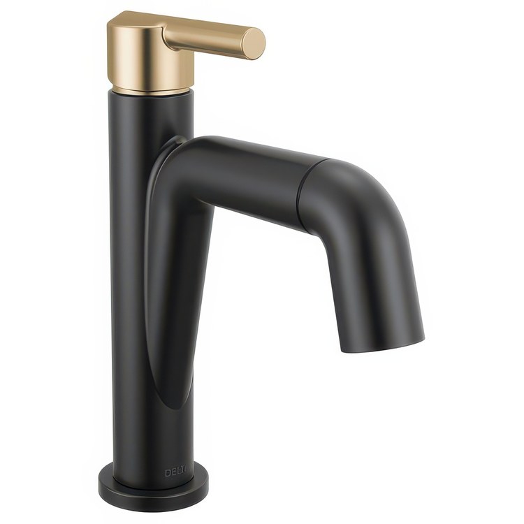 Lavatory Faucet Nicoli 1 Lever ADA WaterSense Matte Black/Champagne Bronze 1.2 Gallons per Minute Deck Rigid Pop-Up 1 Hole - Image 1