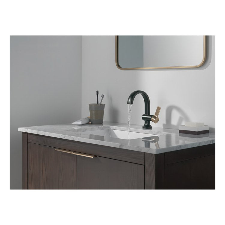 Lavatory Faucet Albion 1 Lever ADA WaterSense Matte Black/Champagne Bronze 1.2 Gallons per Minute Deck Arc Pop-Up 1 Hole - Image 2
