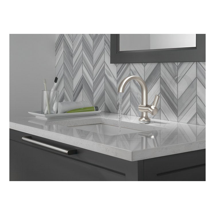 Lavatory Faucet Albion 1 Lever ADA WaterSense Spotshield Brushed Nickel 1.2 Gallons per Minute Deck Arc Pop-Up 1 Hole - Image 2