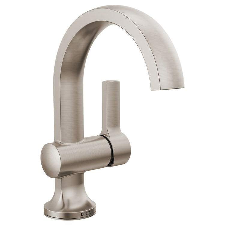 Lavatory Faucet Albion 1 Lever ADA WaterSense Spotshield Brushed Nickel 1.2 Gallons per Minute Deck Arc Pop-Up 1 Hole