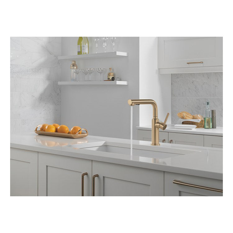Kitchen Faucet Daneri Widespread 1 Lever ADA Champagne Bronze Pull-Out 2 Function L-Shaped 360 DEG Swivel 1 Hole Deck Diamond Seal/Touch-Clean/MagnaTite 1.8 Gallons per Minute - Image 2