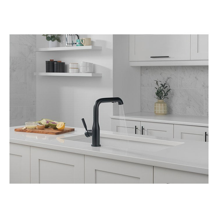 Kitchen Faucet Almari Widespread 1 Lever ADA Matte Black Pull-Out 2 Function L-Shaped 360 DEG Swivel 1 Hole Deck Diamond Seal/Touch-Clean/MagnaTite 1.8 Gallons per Minute - Image 3