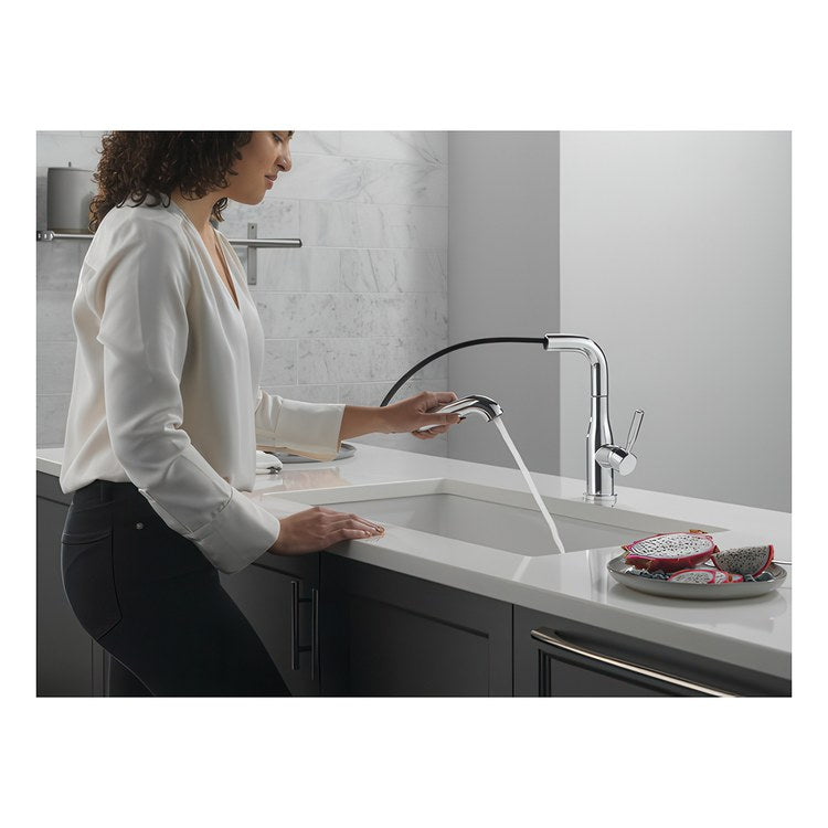Kitchen Faucet Almari Widespread 1 Lever ADA Chrome Pull-Out 2 Function L-Shaped 360 DEG Swivel 1 Hole Deck Diamond Seal/Touch-Clean/MagnaTite 1.8 Gallons per Minute - Image 2