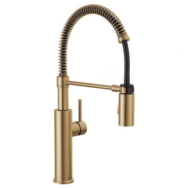 Kitchen Faucet Antoni 1 Lever ADA Champagne Bronze Semi-Pro Pull Down 2 Function 360 DEG Swivel 1 Hole Deck Mount Diamond Seal Touch-Clean MagnaTite 1.8 Gallons per Minute