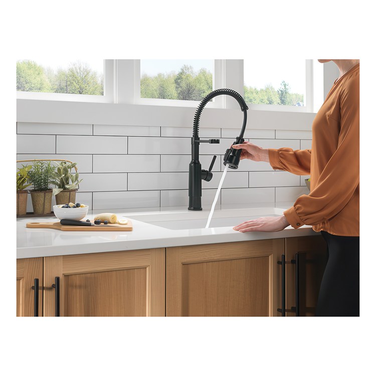 Kitchen Faucet Theodora 1 Lever ADA Matte Black Semi-Pro Pull Down 360 DEG Swivel 1 Hole Deck Mount Diamond Seal Touch-Clean MagnaTite 1.8 Gallons per Minute - Image 2