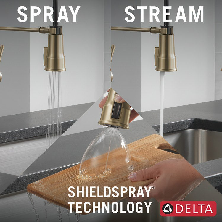 Kitchen Faucet Theodora 1 Lever ADA Champagne Bronze Semi-Pro Pull Down 360 DEG Swivel 1 Hole Deck Mount Diamond Seal Touch-Clean MagnaTite 1.8 Gallons per Minute - Image 3