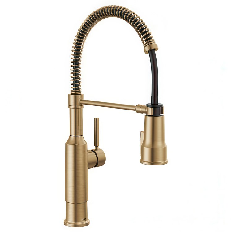 Kitchen Faucet Theodora 1 Lever ADA Champagne Bronze Semi-Pro Pull Down 360 DEG Swivel 1 Hole Deck Mount Diamond Seal Touch-Clean MagnaTite 1.8 Gallons per Minute