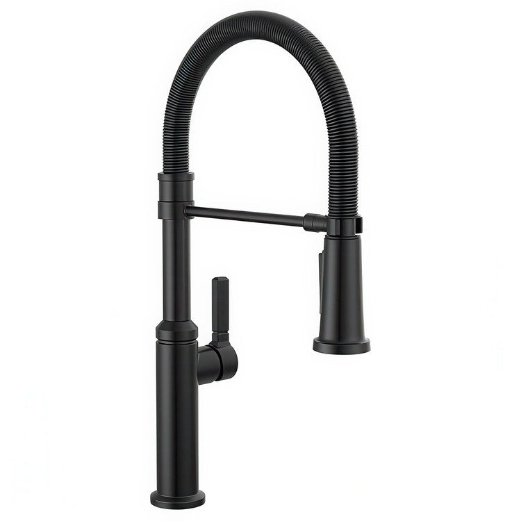 Kitchen Faucet Rhett 1 Lever ADA Matte Black Pull Down Gooseneck 360 DEG Swivel 1/3 Hole Deck Diamond Seal Touch-Clean MagnaTite 1.8 Gallons per Minute