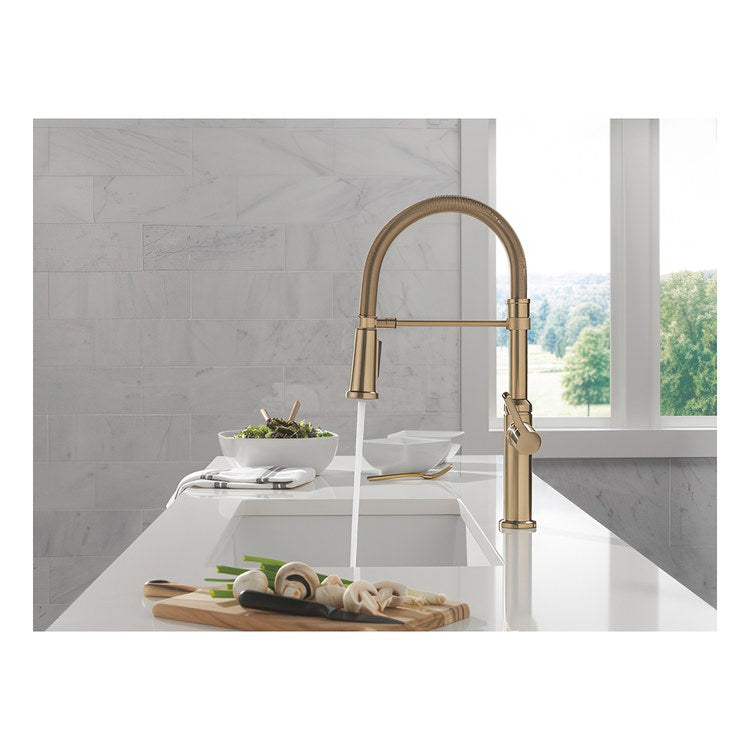 Kitchen Faucet Rhett 1 Lever ADA Champagne Bronze Pull Down Gooseneck 360 DEG Swivel 1/3 Hole Deck Diamond Seal Touch-Clean MagnaTite 1.8 Gallons per Minute - Image 2
