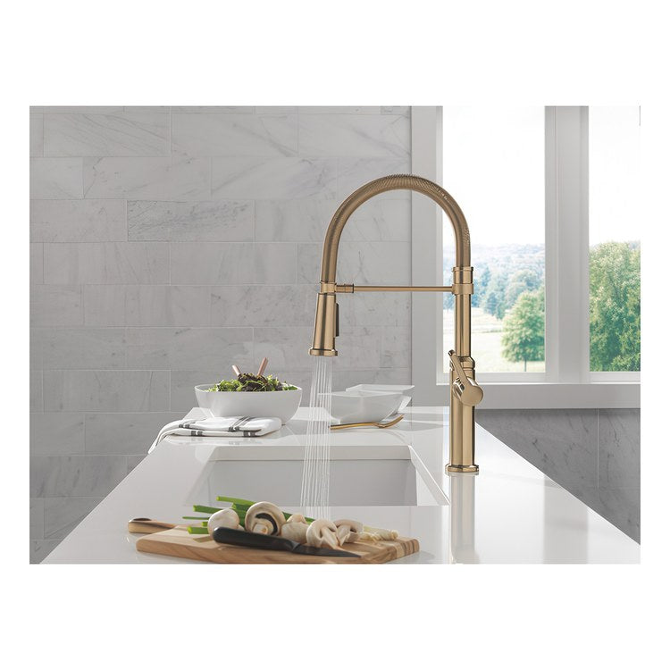 Kitchen Faucet Rhett 1 Lever ADA Champagne Bronze Pull Down Gooseneck 360 DEG Swivel 1/3 Hole Deck Diamond Seal Touch-Clean MagnaTite 1.8 Gallons per Minute - Image 3