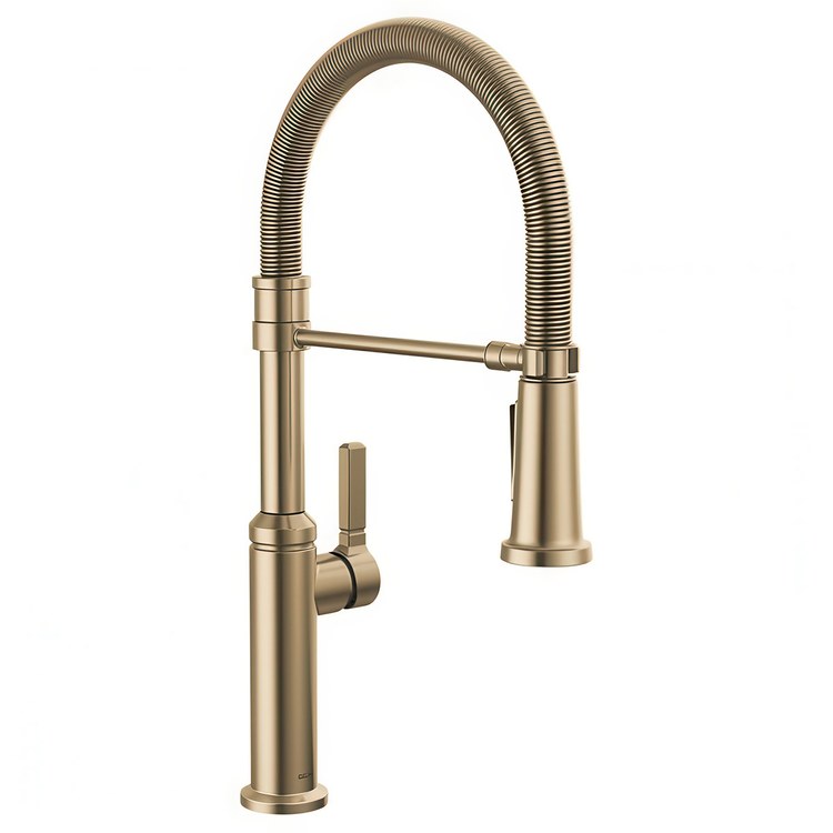 Kitchen Faucet Rhett 1 Lever ADA Champagne Bronze Pull Down Gooseneck 360 DEG Swivel 1/3 Hole Deck Diamond Seal Touch-Clean MagnaTite 1.8 Gallons per Minute