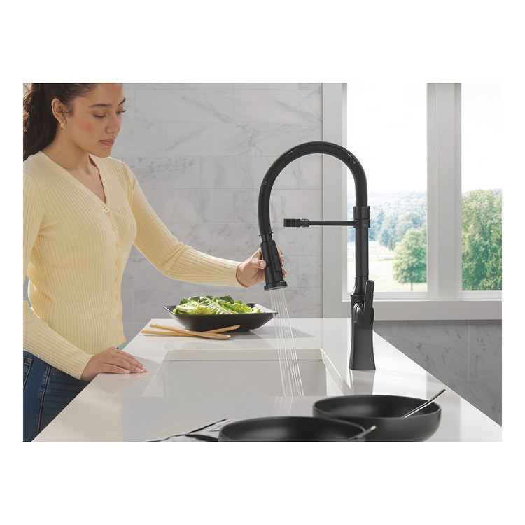 Kitchen Faucet Ermelo 1 Lever ADA Matte Black Pull Down Gooseneck 360 DEG Swivel 1/3 Hole Deck Diamond Seal Touch-Clean MagnaTite 1.8 Gallons per Minute - Image 3