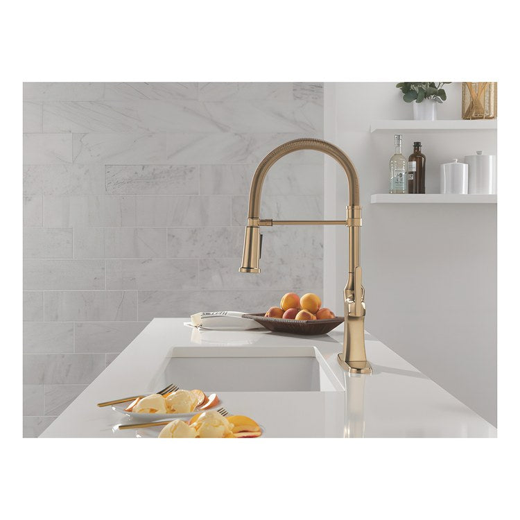 Kitchen Faucet Ermelo 1 Lever ADA Champagne Bronze Pull Down Gooseneck 360 DEG Swivel 1/3 Hole Deck Diamond Seal Touch-Clean MagnaTite 1.8 Gallons per Minute - Image 3